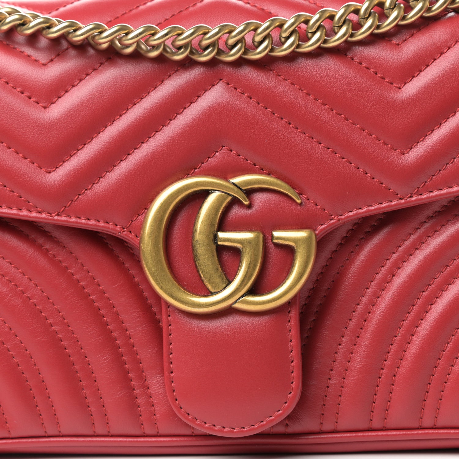 Gucci Calfskin Matelasse Small GG Marmont Shoulder Bag Hibiscus Red 10 of 10