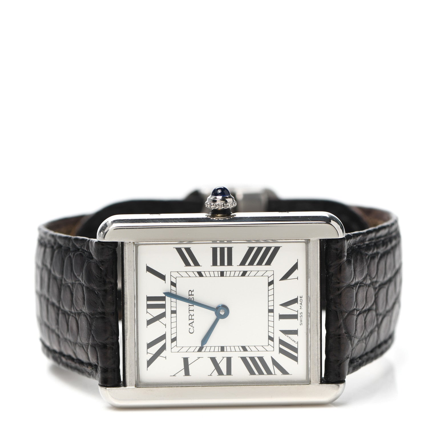 Cartier Stainless Steel Alligator 27mm Tank Solo Quartz Watch 2 of 6