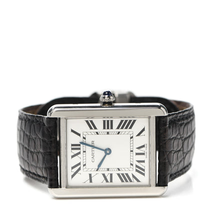 Cartier Stainless Steel Alligator 27mm Tank Solo Quartz Watch 2 of 6