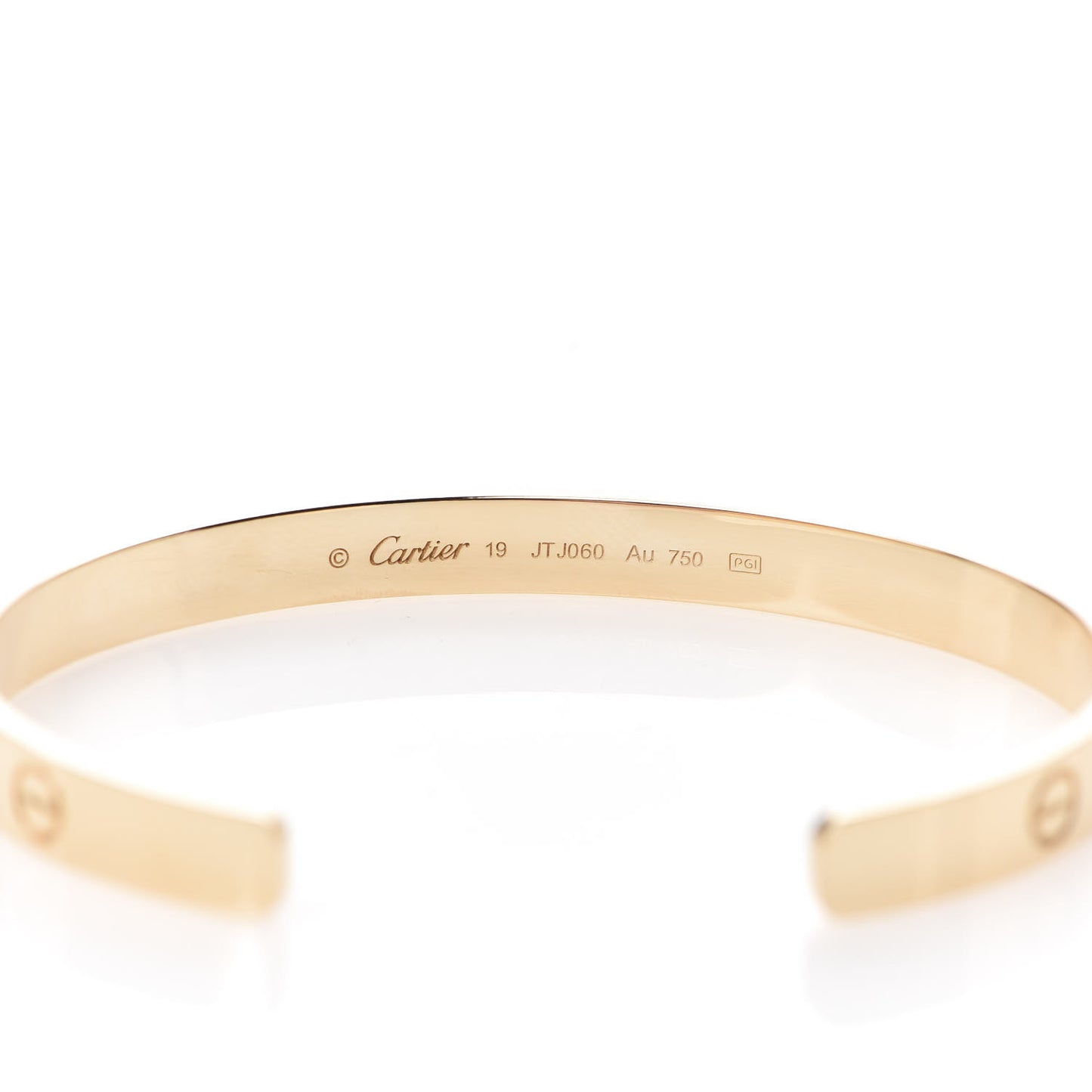 18K Yellow Gold LOVE Cuff Bracelet 19