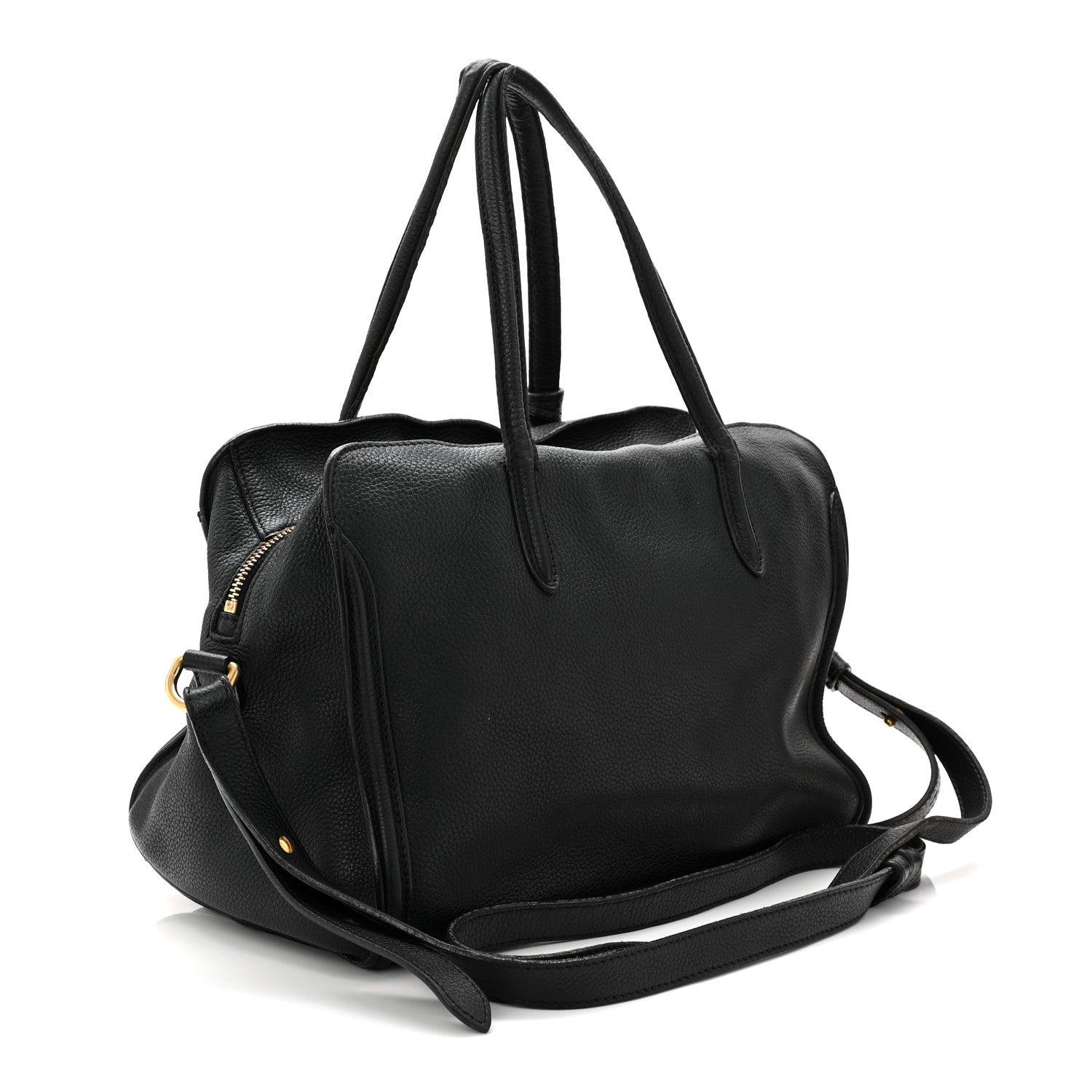 Alexander McQueen Pebbled Calfskin Small Skull Padlock Zip Around Tote Black 3 of 15