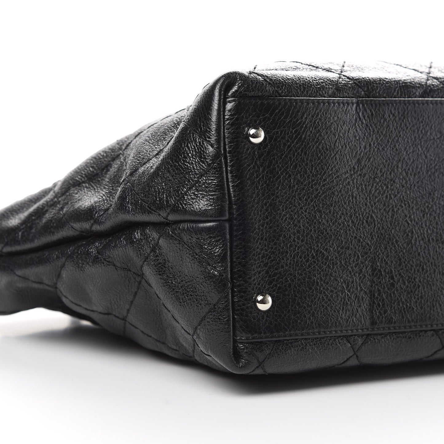 Glazed Calfskin Large On The Road Tote Black