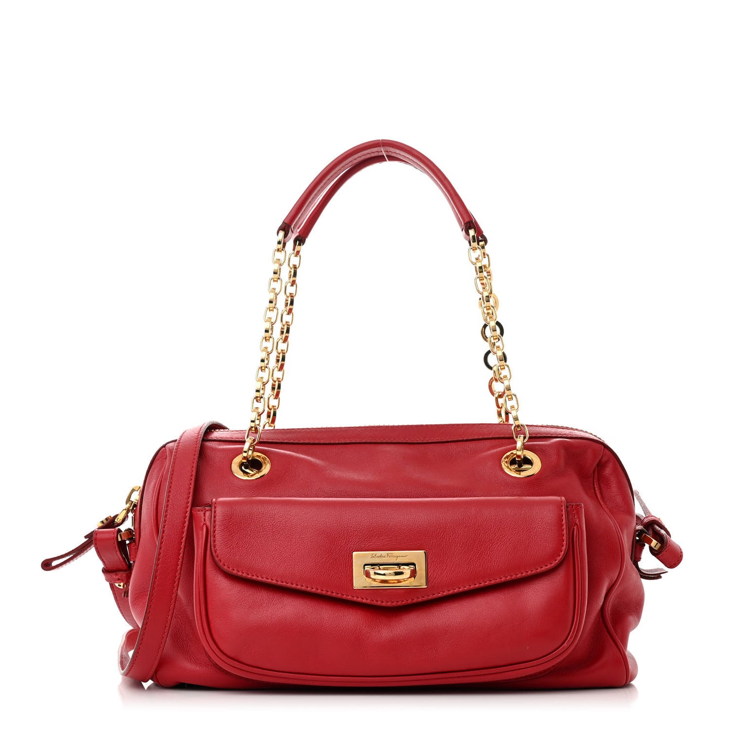 Calfskin Gancini Shoulder Bag Red