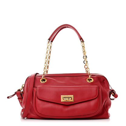 Salvatore Ferragamo Calfskin Gancini Shoulder Bag Red 1 of 11