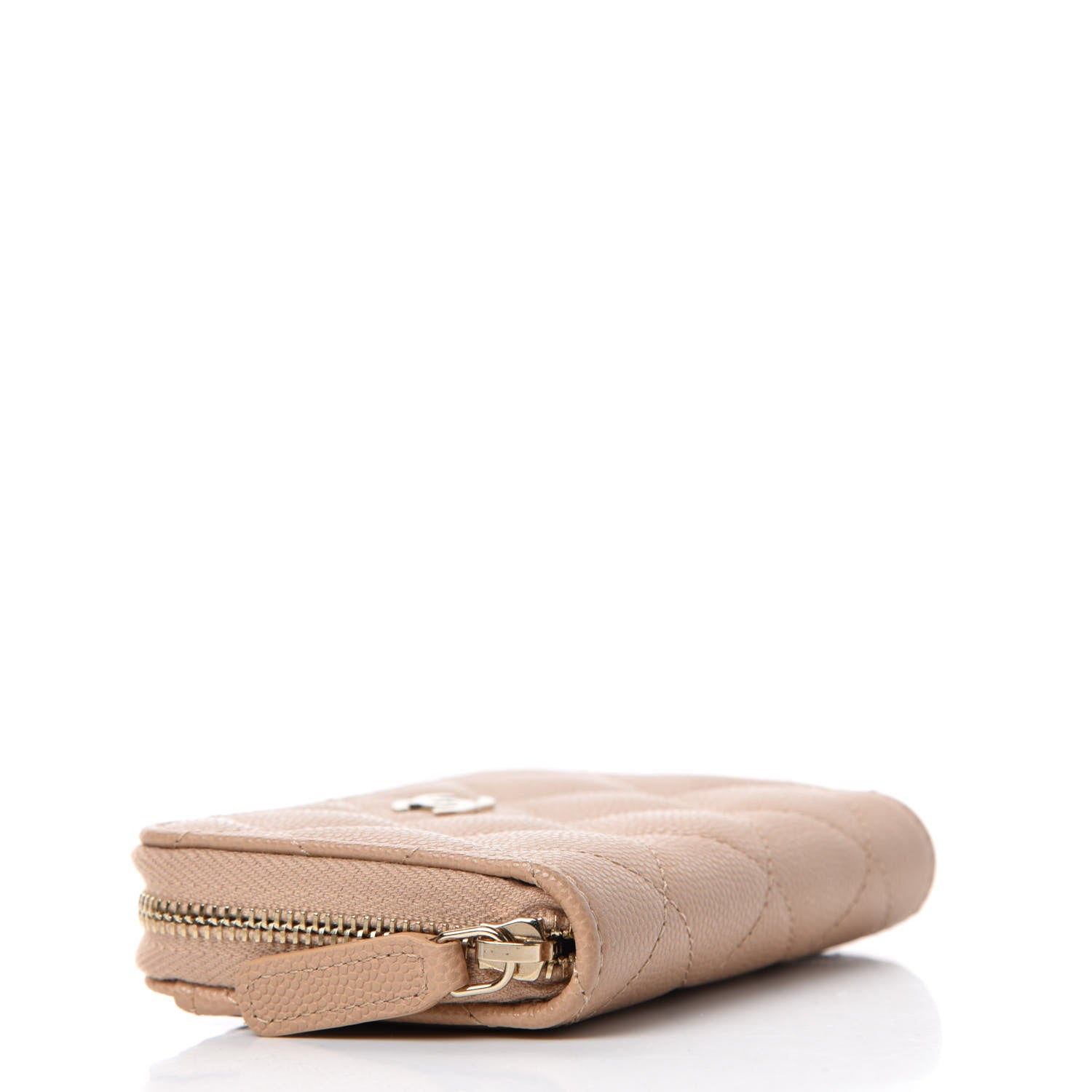 Chanel Caviar Quilted Zip Around Coin Purse Beige 4 of 8