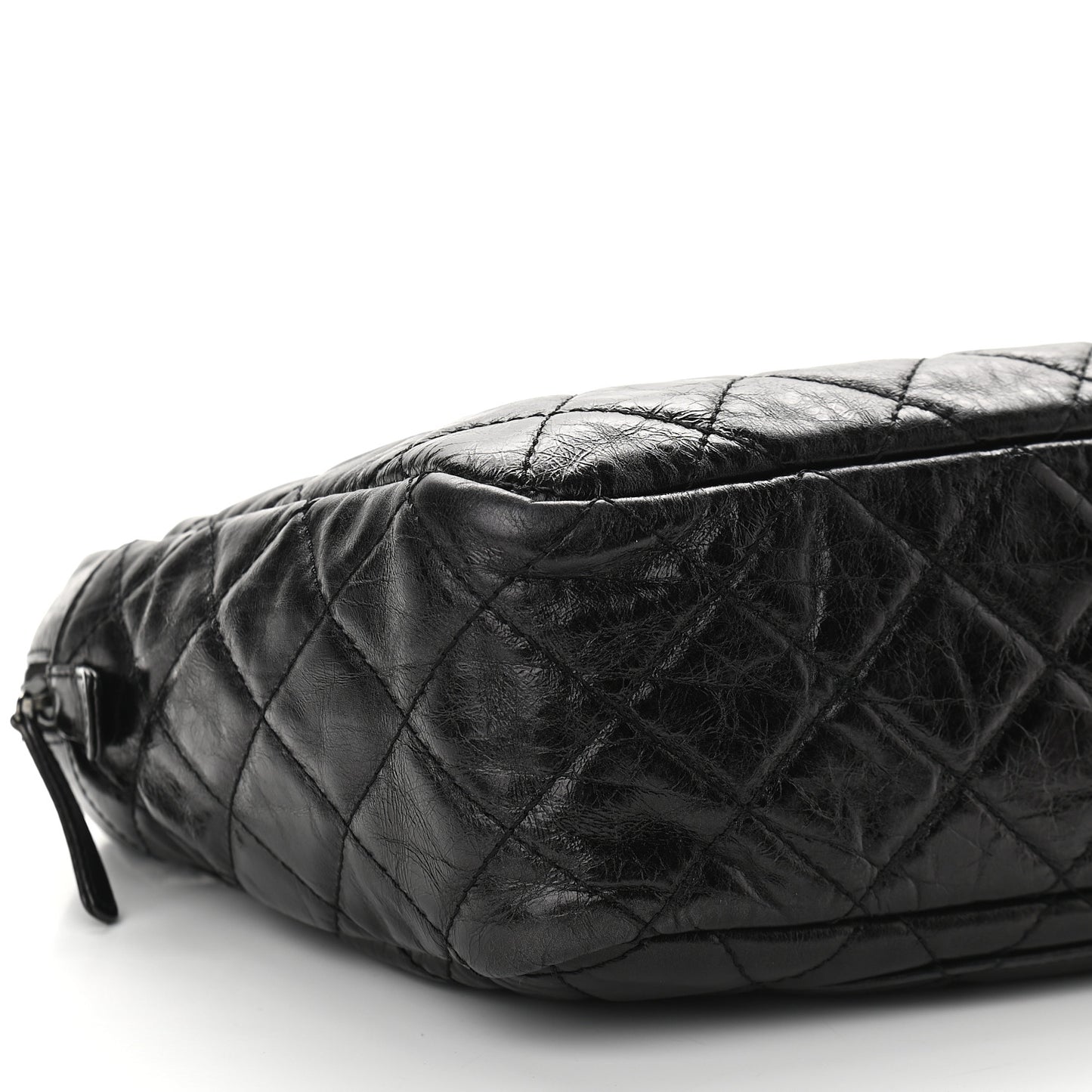 Aged Calfskin Quilted Large Reissue Camera Case Black