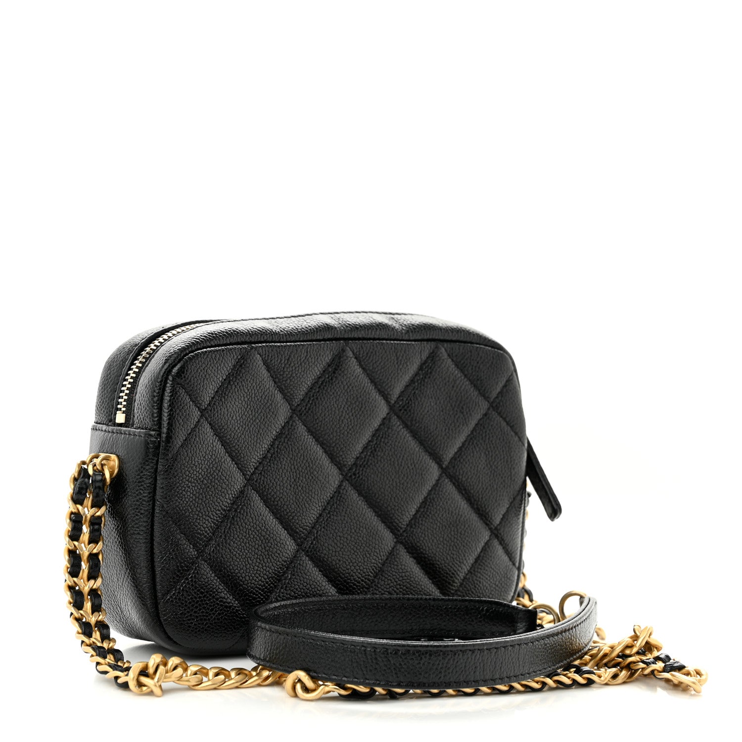 Chanel Shiny Caviar Quilted Chain Melody Camera Bag Black 3 of 11