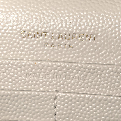 Saint Laurent Grain De Poudre Matelasse Chevron Monogram Chain Wallet Blanc Vintage 6 of 11