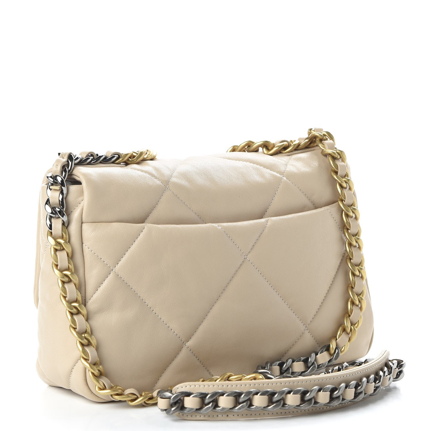 Chanel Lambskin Quilted Medium 19 Flap Beige 3 of 10