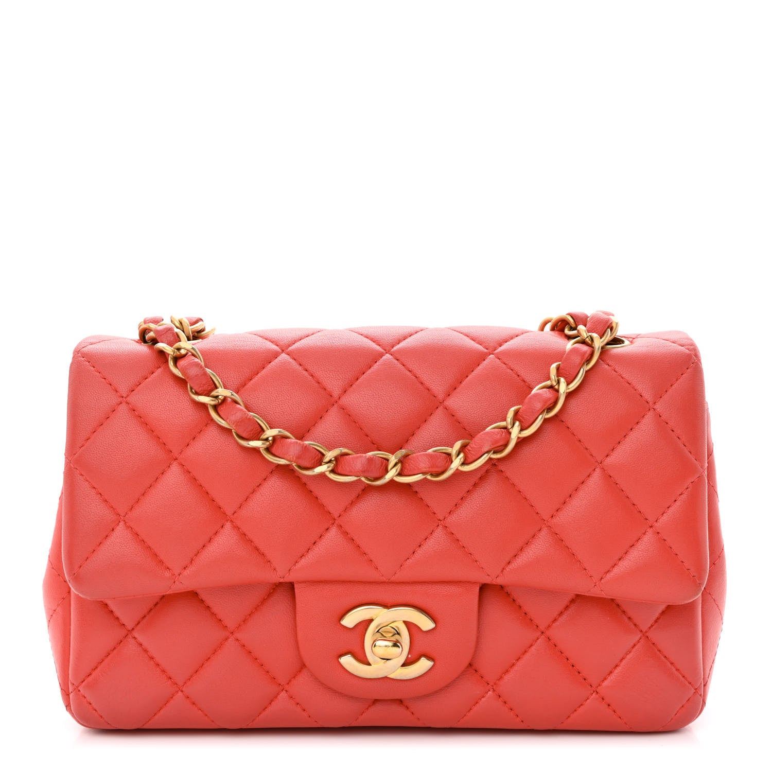 Chanel Lambskin Quilted Mini Rectangular Flap Red 1 of 11