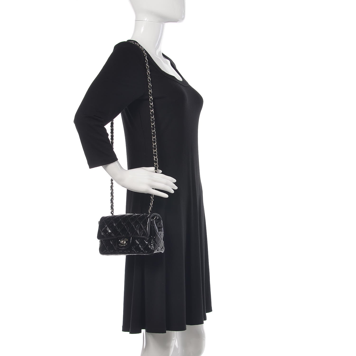 Chanel Patent Calfskin Quilted Mini Rectangular Flap Black 2 of 10