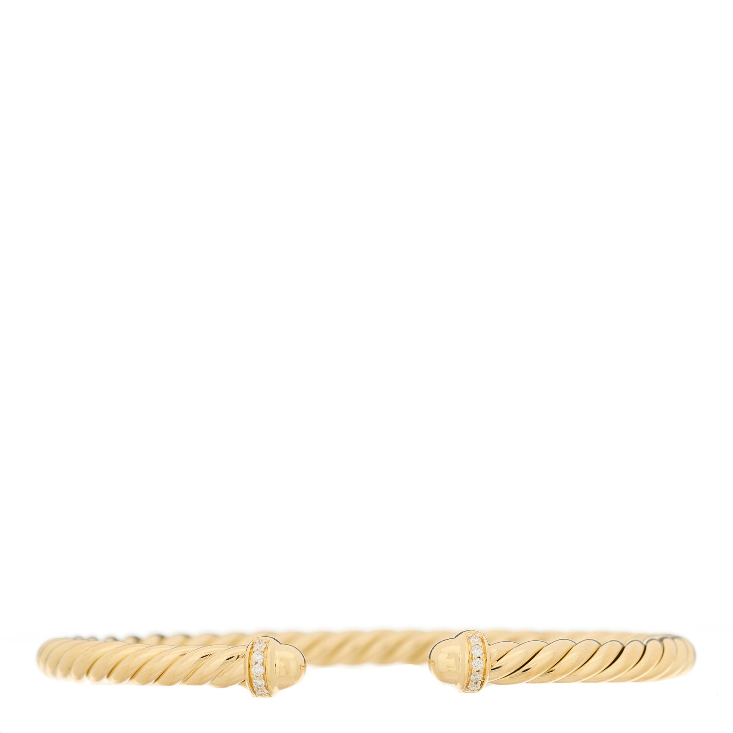 David Yurman 18K Yellow Gold Diamond 4mm Cablespira Flex Bracelet 1 of 4