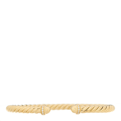 David Yurman 18K Yellow Gold Diamond 4mm Cablespira Flex Bracelet 1 of 4