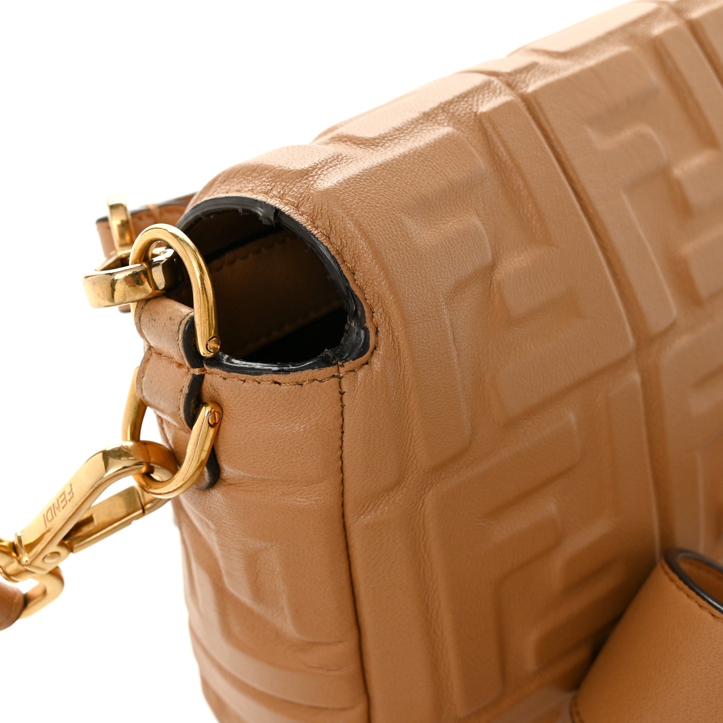 Nappa FF 1974 Embossed Baguette Miele Scuro
