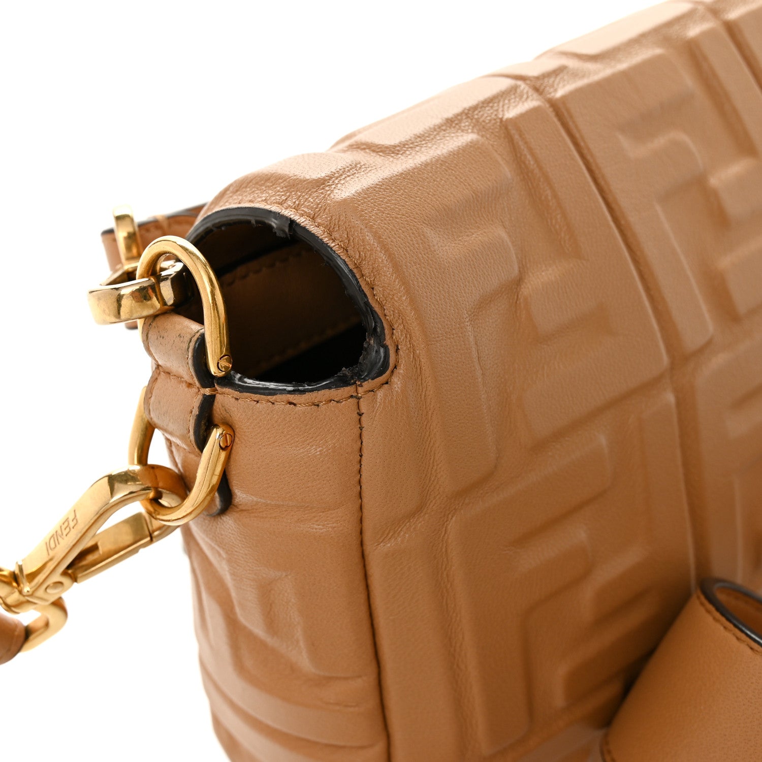 Fendi Nappa FF 1974 Embossed Baguette Miele Scuro 16 of 16