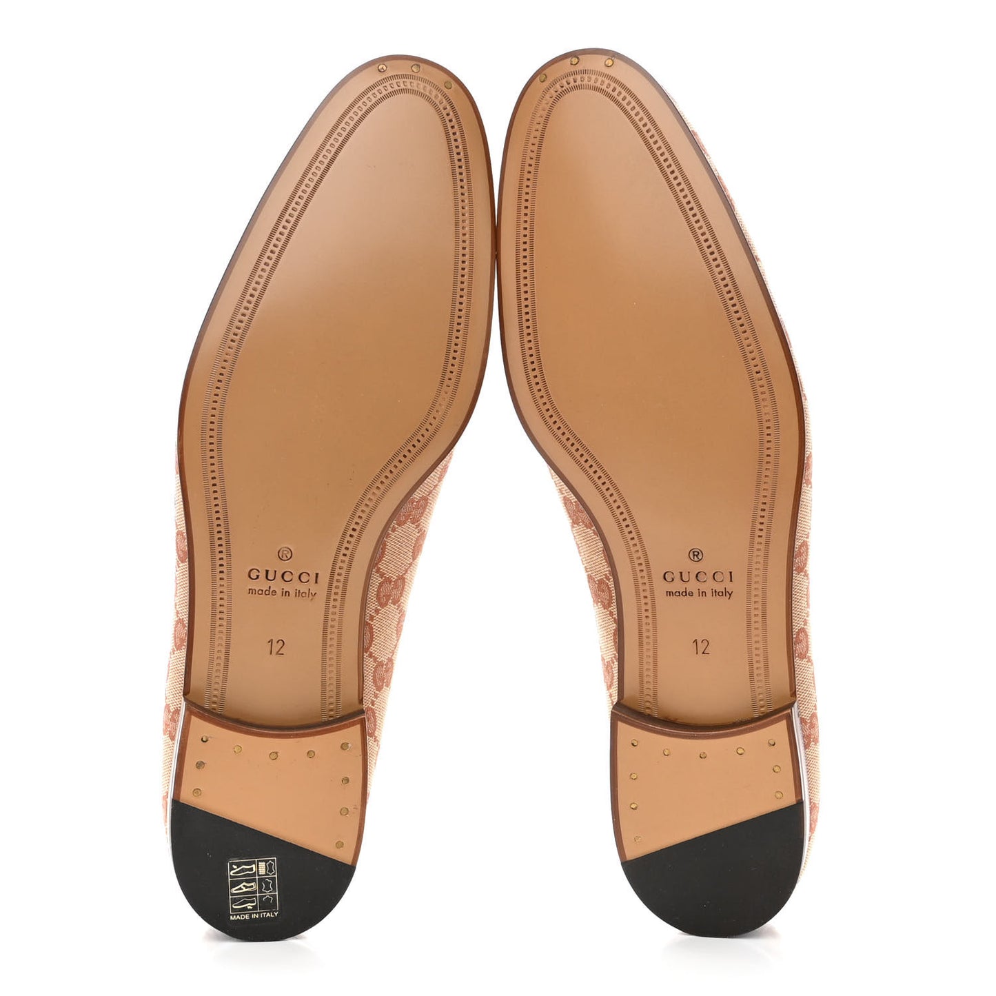 Canvas GG Monogram Horsebit Mens Jordaan Loafers 12 Beige Ruggine Light Brown