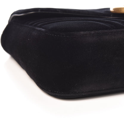 Gucci Velvet Matelasse Medium GG Marmont Shoulder Bag Black 9 of 10