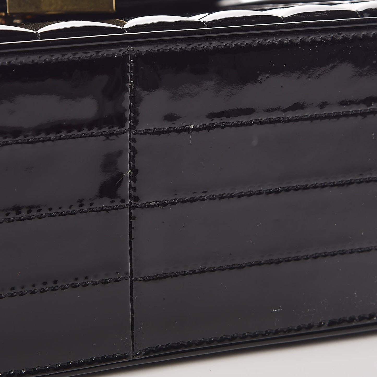 Patent Matelasse Monogram Large Vicky Chain Bag Black
