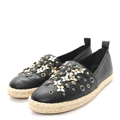 Louis Vuitton Calfskin Tropical Bloom Espadrille Flat 40 Black 4 of 9