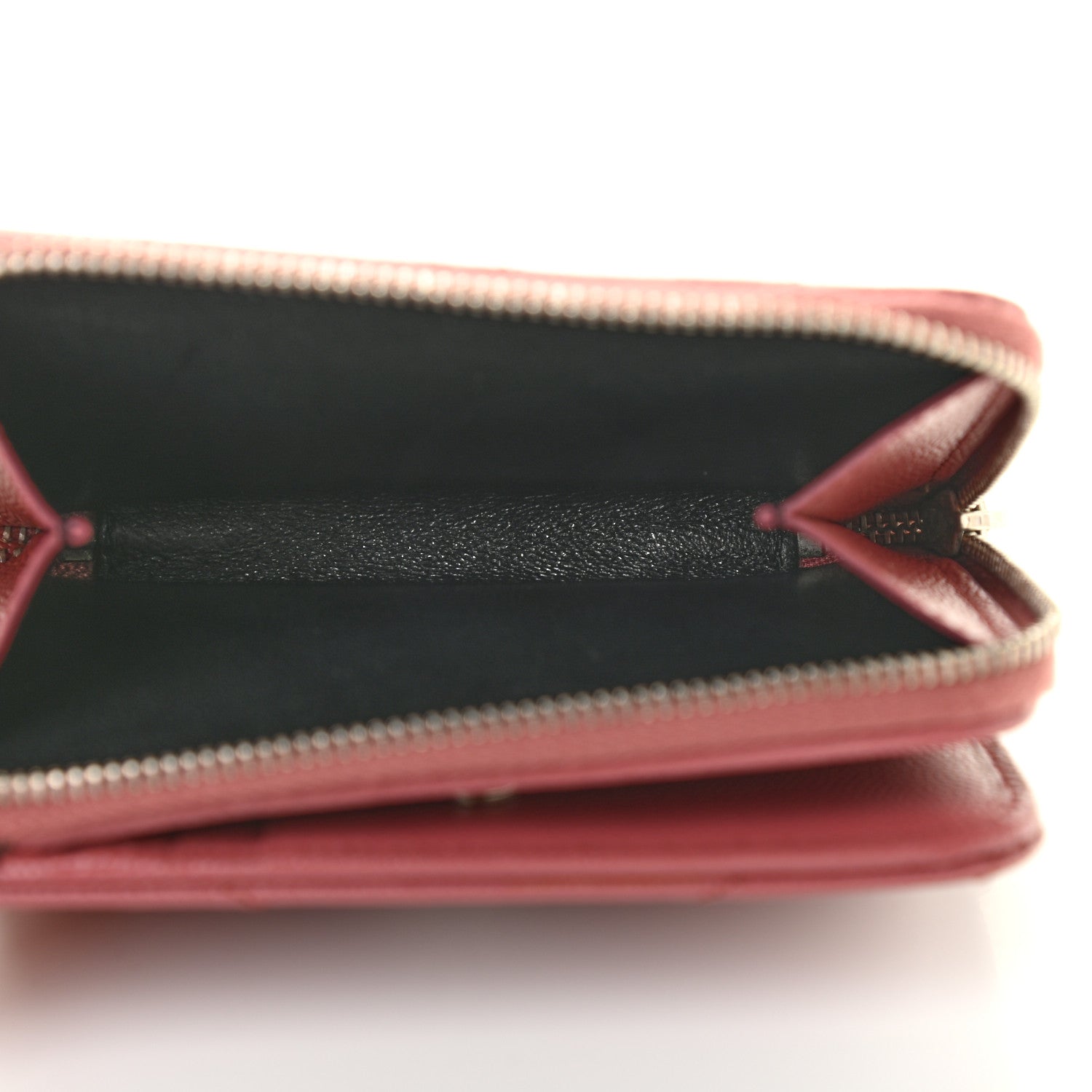 Saint Laurent Grain De Poudre Matelasse Chevron Monogram Compact Zip Around Wallet Dark Rose 6 of 11