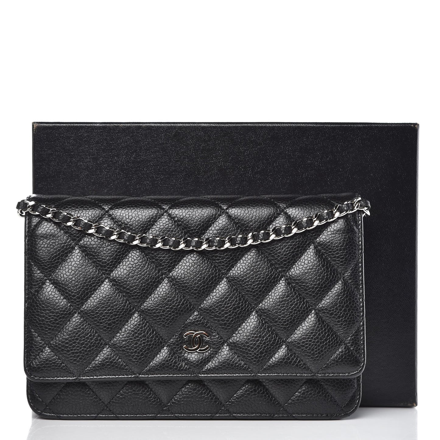 Caviar Quilted Wallet On Chain WOC Black