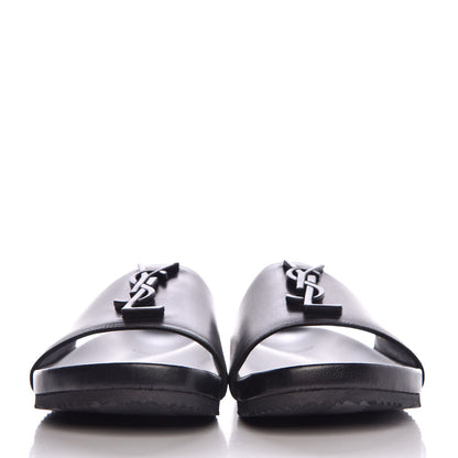Saint Laurent Lambskin Joan Slide Sandals 38 Black 2 of 8