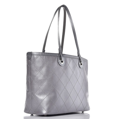 Chanel Metallic Grained Calfskin Shopping Fever Tote Silver 4 of 12