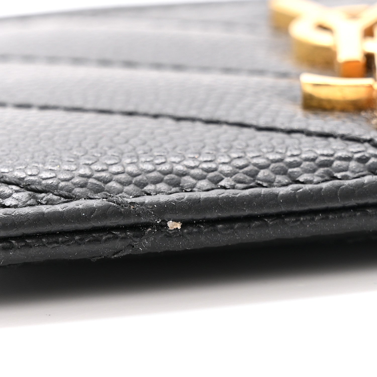 Saint Laurent Grain De Poudre Matelasse Chevron Monogram Credit Card Case Black 8 of 9