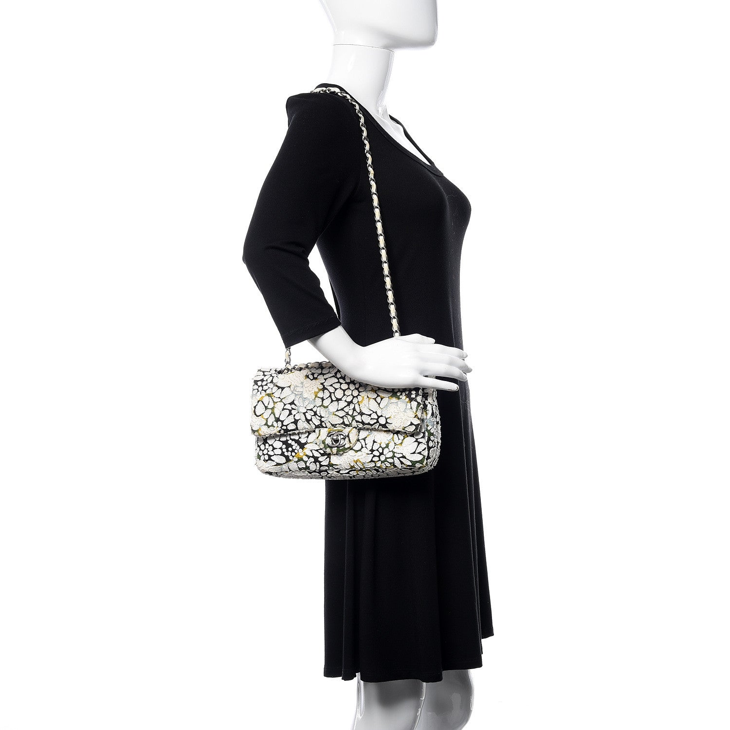 Chanel Tweed Quilted Medium Floral Double Flap White 2 of 12