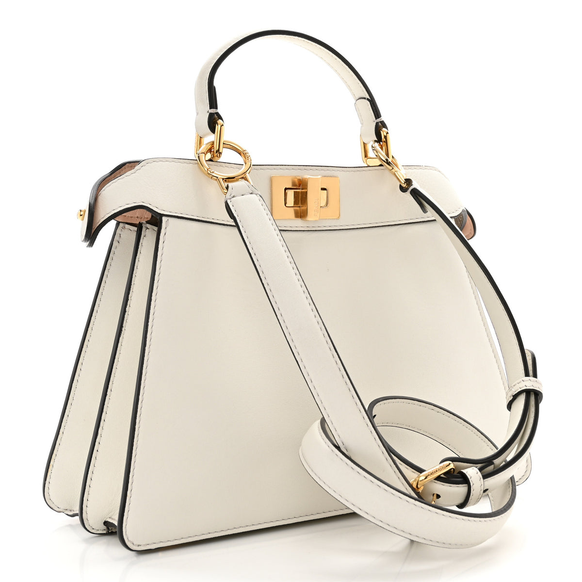 Fendi Vitello Seta Nappa Bi-Color Small Peekaboo I SEE U Satchel White Ice Light Rose Tortora 3 of 12