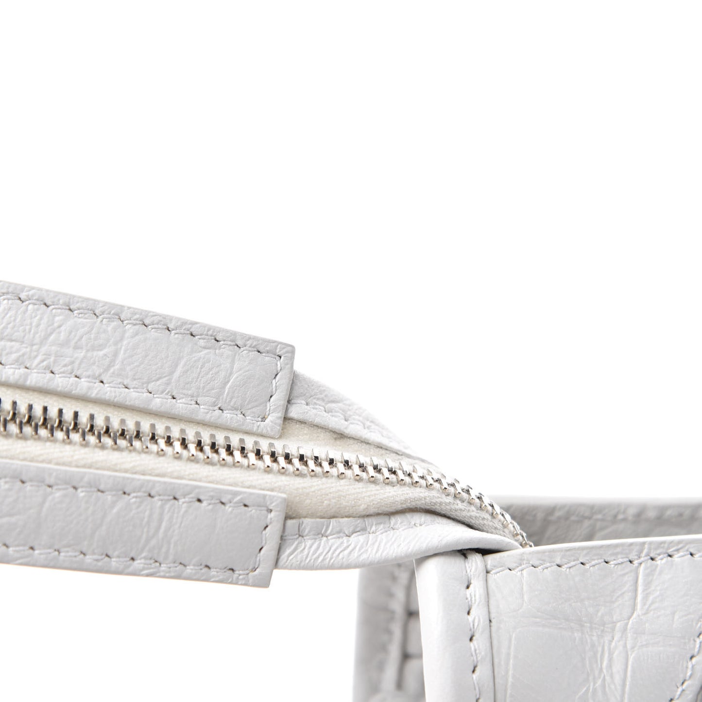 Matte Supple Lambskin Crocodile Embossed Classic Silver Hardware S City White