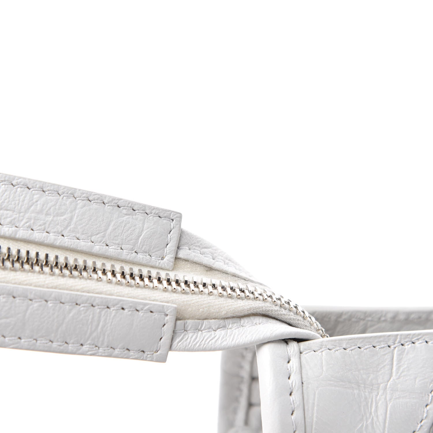 Balenciaga Matte Supple Lambskin Crocodile Embossed Classic Silver Hardware S City White 8 of 11