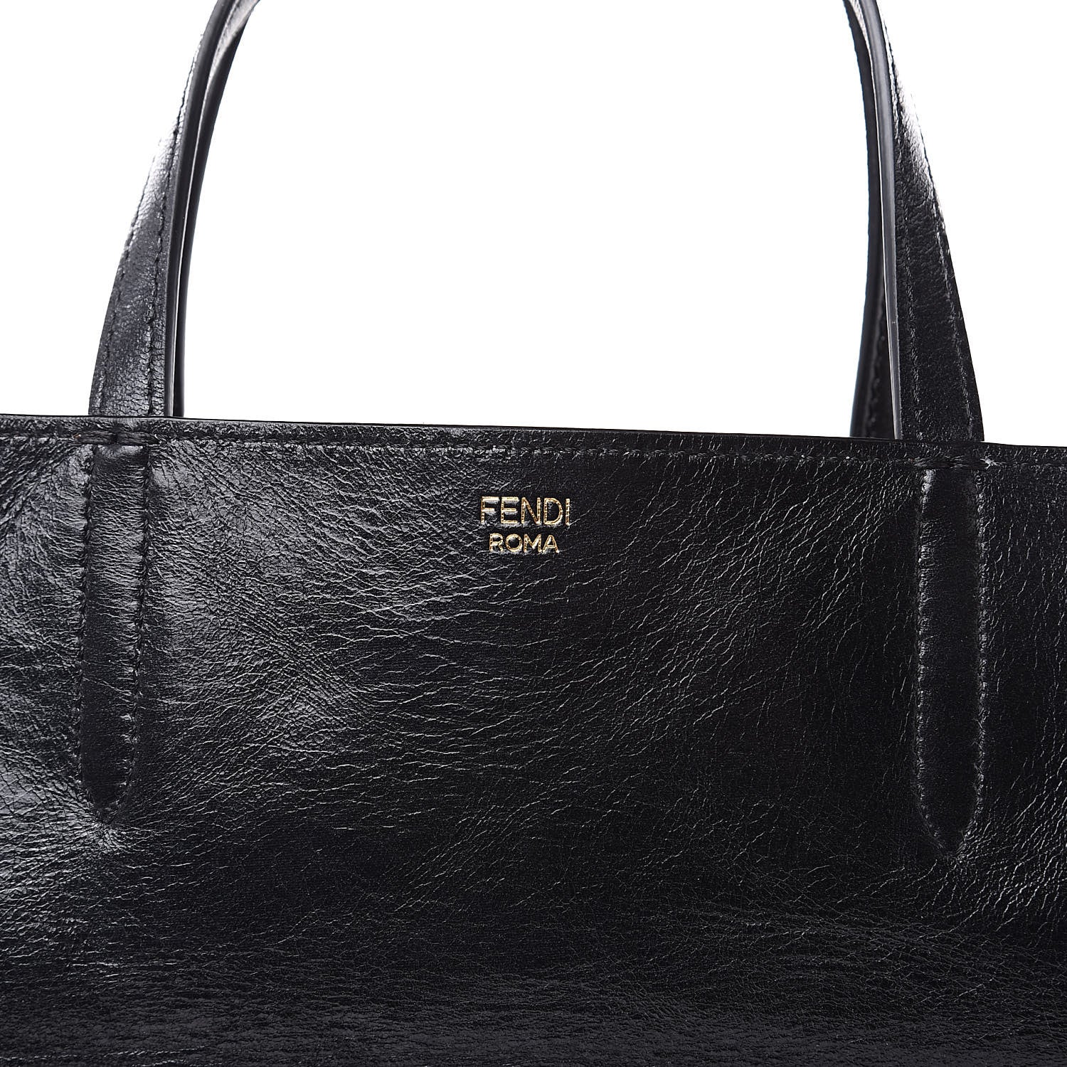 Fendi Agnello Old Shine Vitello Go Rain Large Flip Tote Black Marrone 11 of 11