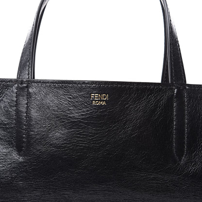 Fendi Agnello Old Shine Vitello Go Rain Large Flip Tote Black Marrone 11 of 11