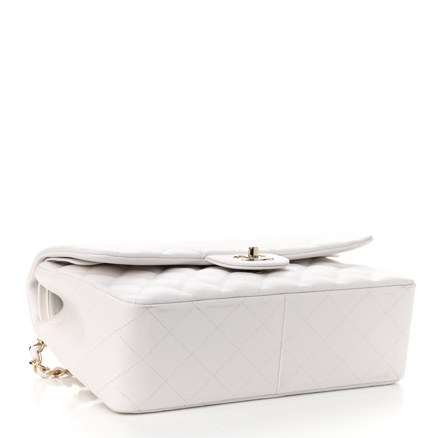 Chanel Caviar Quilted Jumbo Double Flap White 8 of 21