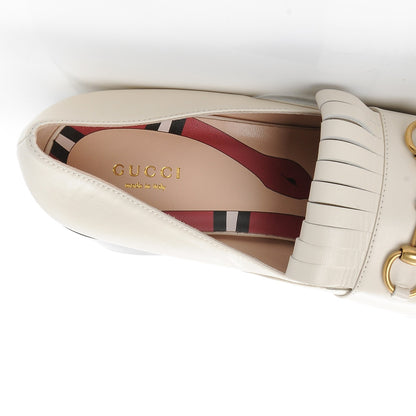 Gucci Malaga Kid Polly Kiltie Fringe 55mm Loafer Pumps 40 Mystic White 8 of 9