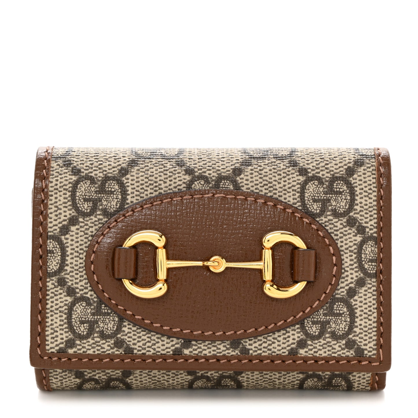 GG Supreme Monogram Horsebit 1955 6 Key Holder Case Beige Ebony Brown Sugar