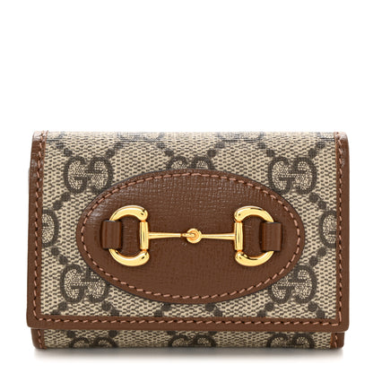 Gucci GG Supreme Monogram Horsebit 1955 6 Key Holder Case Beige Ebony Brown Sugar 1 of 8