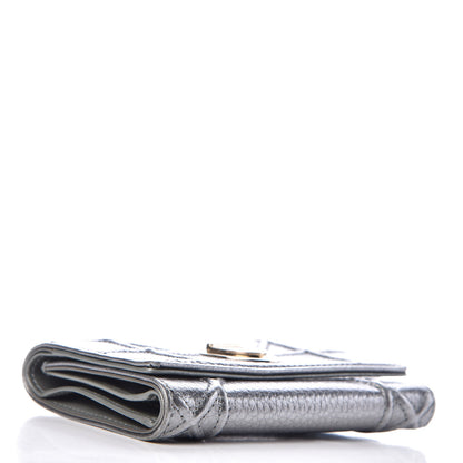 Christian Dior Metallic Grained Calfskin Cannage Diorama Elancee Wallet Silver 4 of 8
