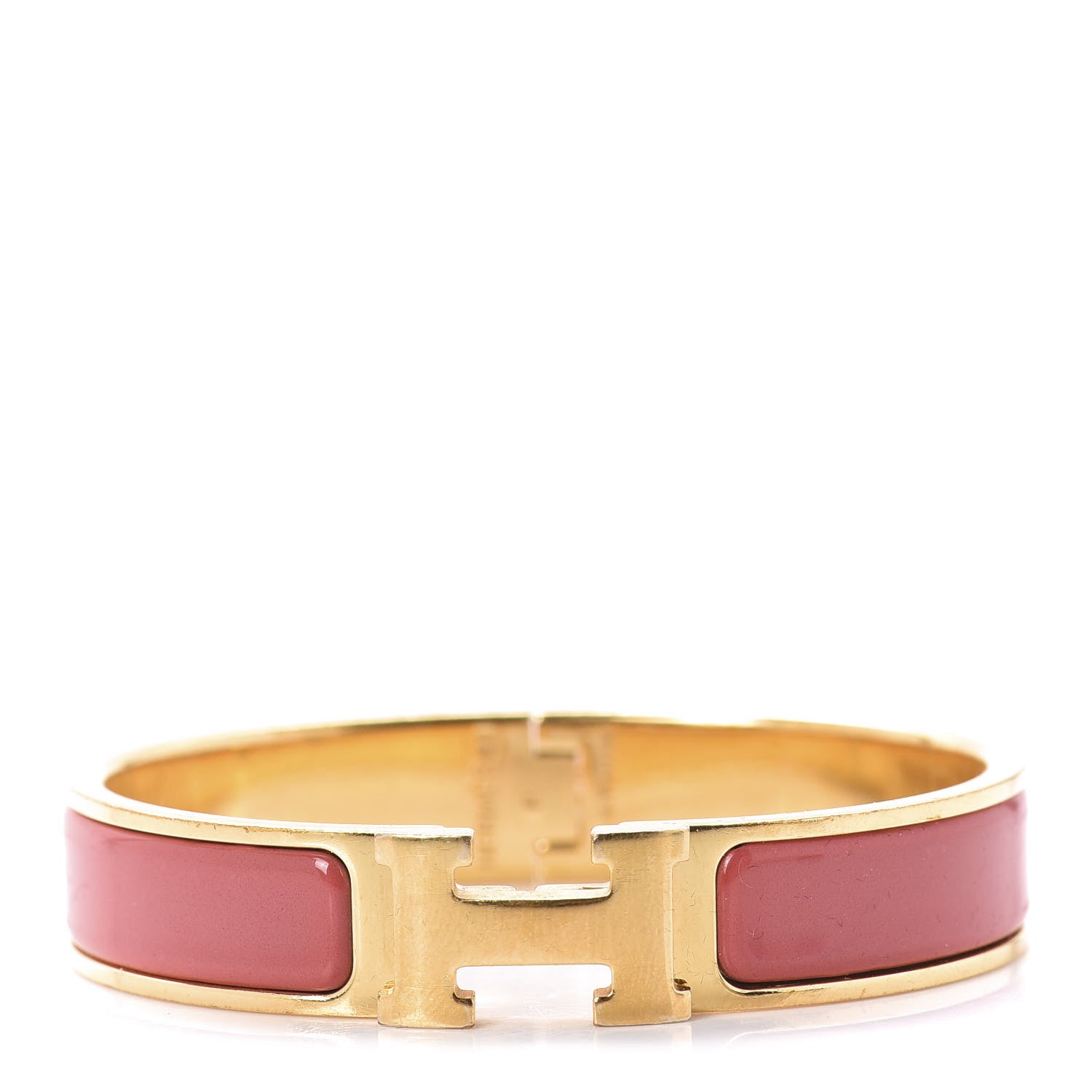 Hermes Enamel Narrow Clic Clac H Bracelet PM Rouge Corail 1 of 5
