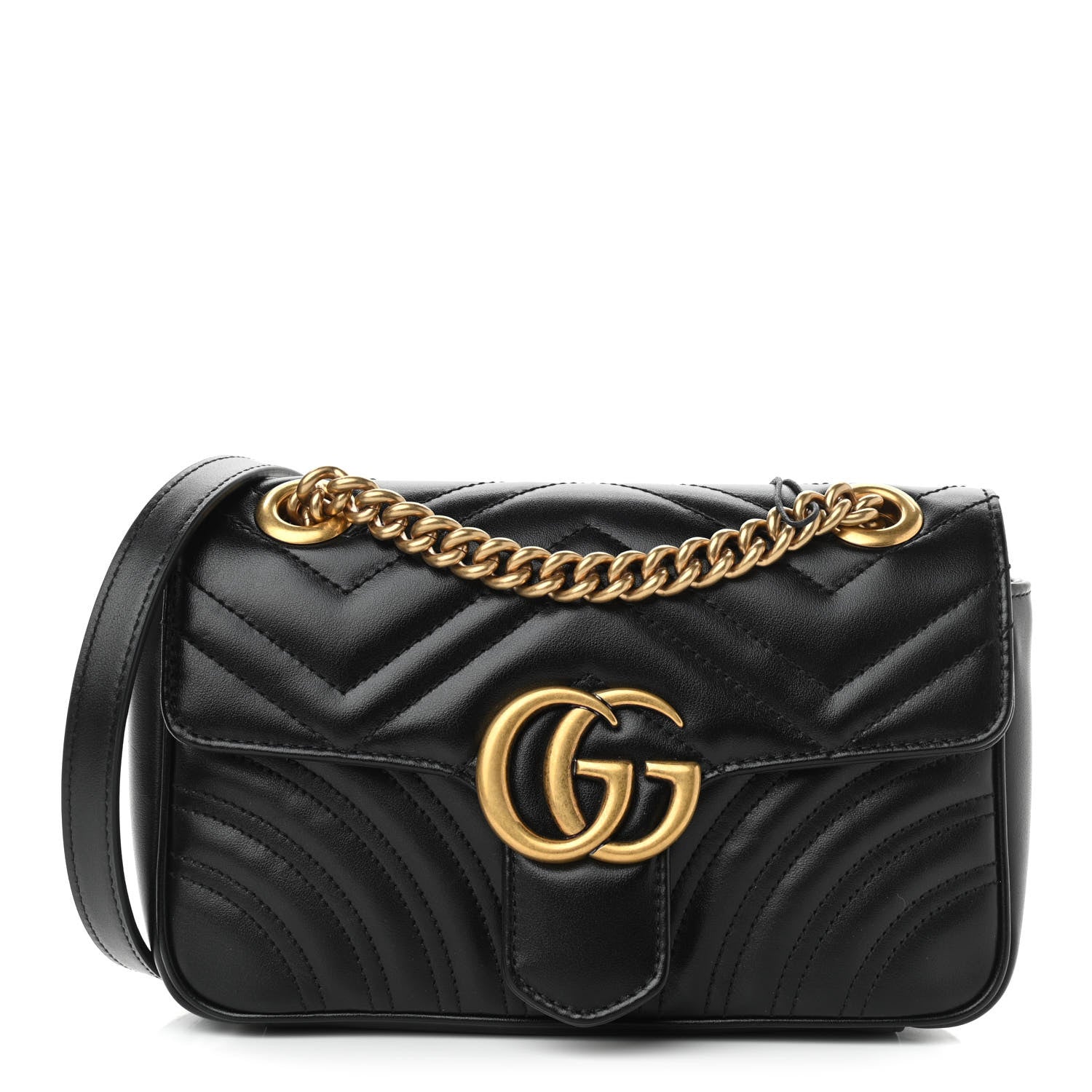 Gucci Calfskin Matelasse Mini GG Marmont Shoulder Bag Black 1 of 15