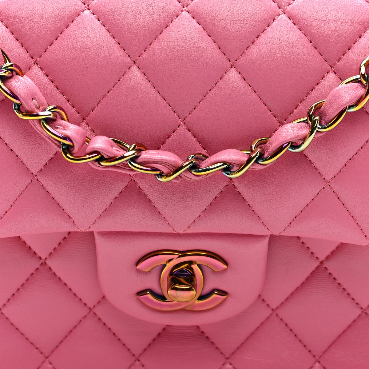 Chanel Lambskin Quilted Small Double Flap Pink Yellow 8 of 10