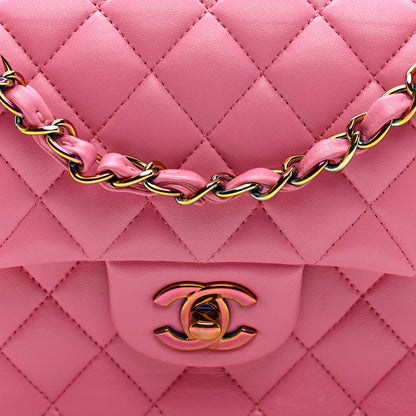 Chanel Lambskin Quilted Small Double Flap Pink Yellow 8 of 10