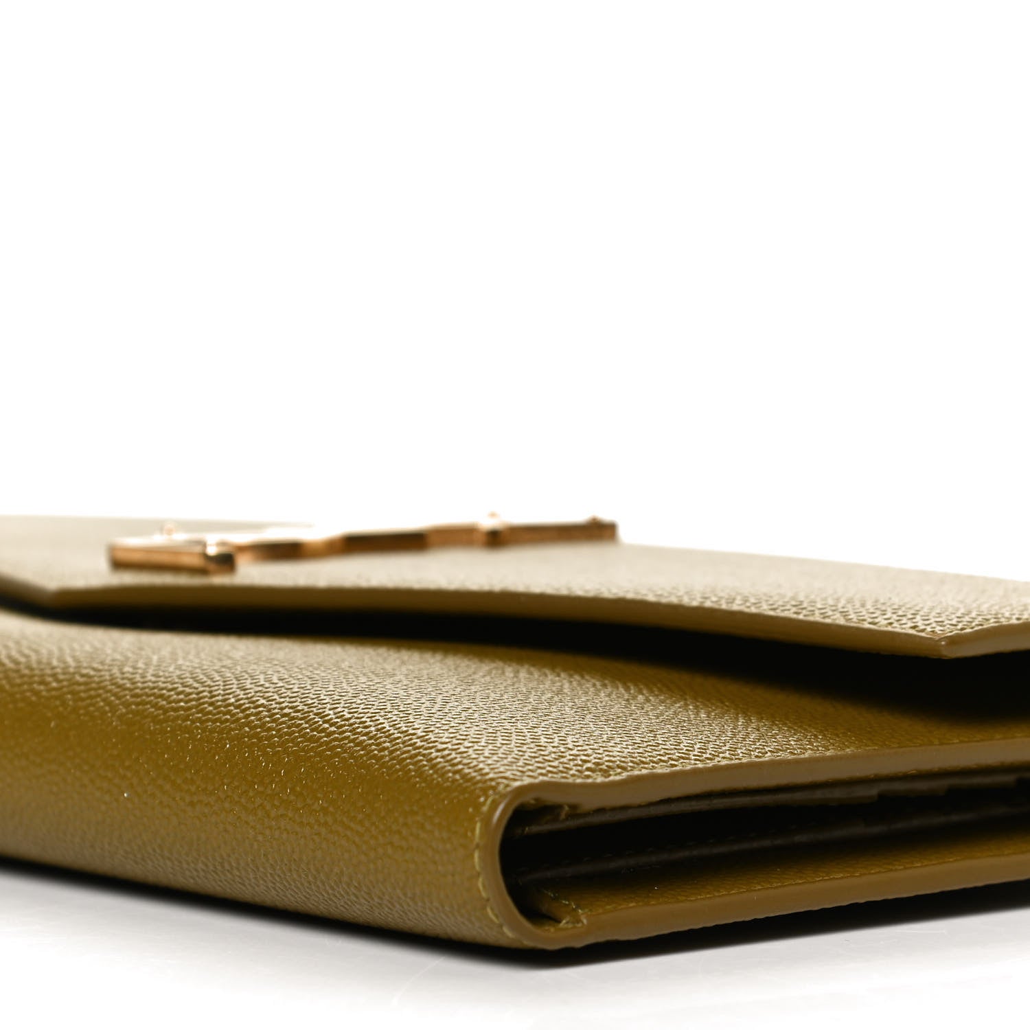 Saint Laurent Grain De Poudre Monogram Uptown Wallet Olive 9 of 11