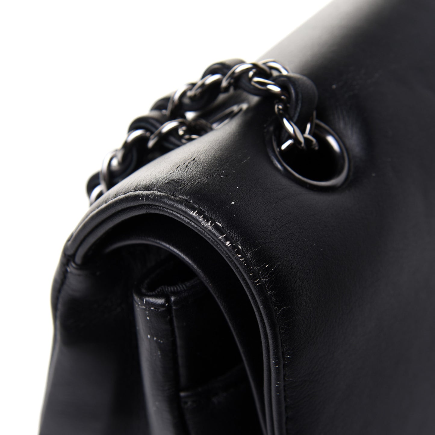 Calfskin Medium Classic Pure Double Flap Black
