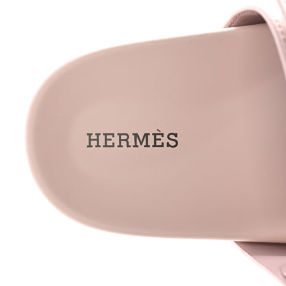 Hermes Suede Goatskin Womens Chypre Sandals 37.5 Rose Porcelaine 7 of 9