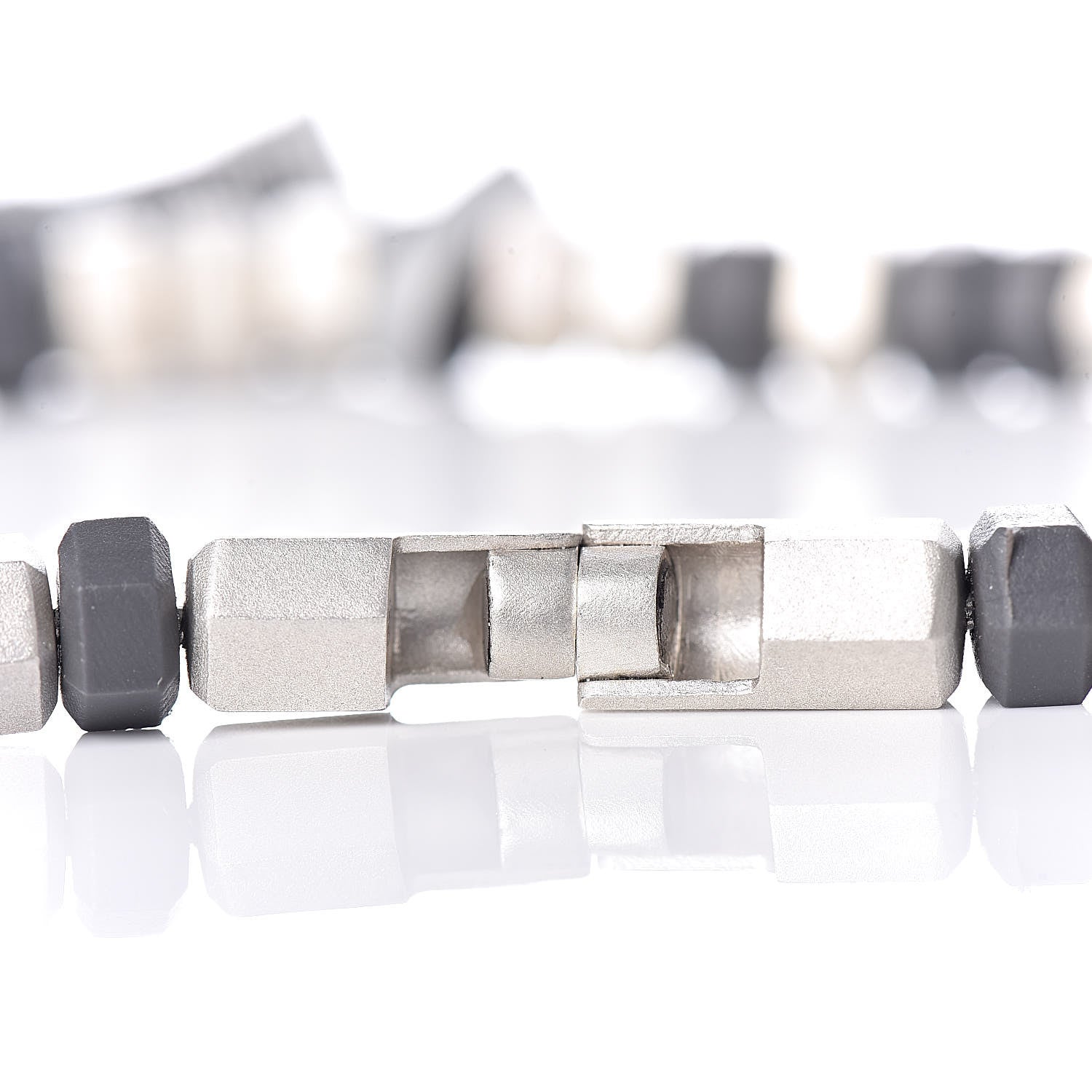 David Yurman Sterling Silver Rubber Mens Hex Bead Bracelet Grey 5 of 5