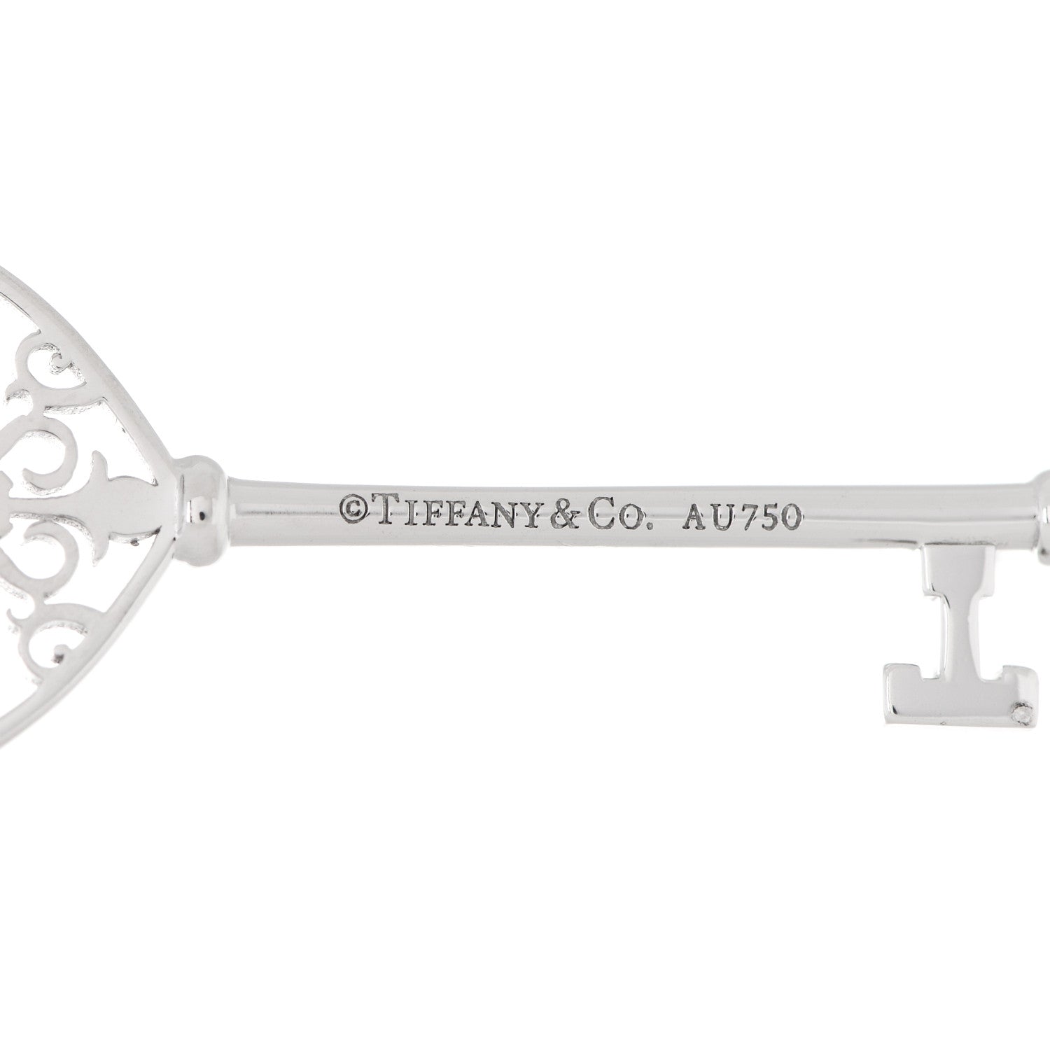 Tiffany 18K White Gold Diamond Enchant Heart Key Pendant 4 of 4