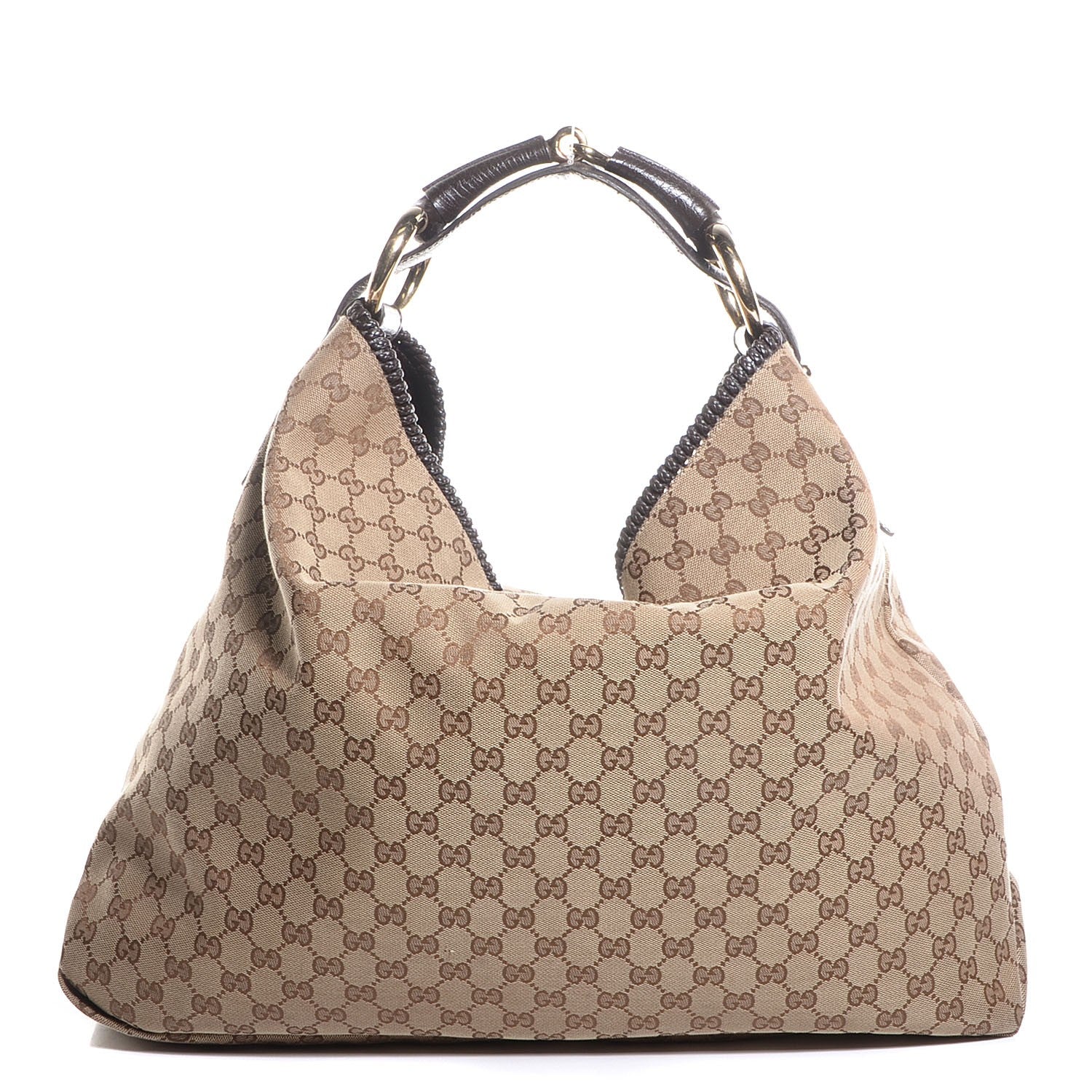 Gucci Monogram Large Horsebit Chain Hobo Dark Brown 1 of 7