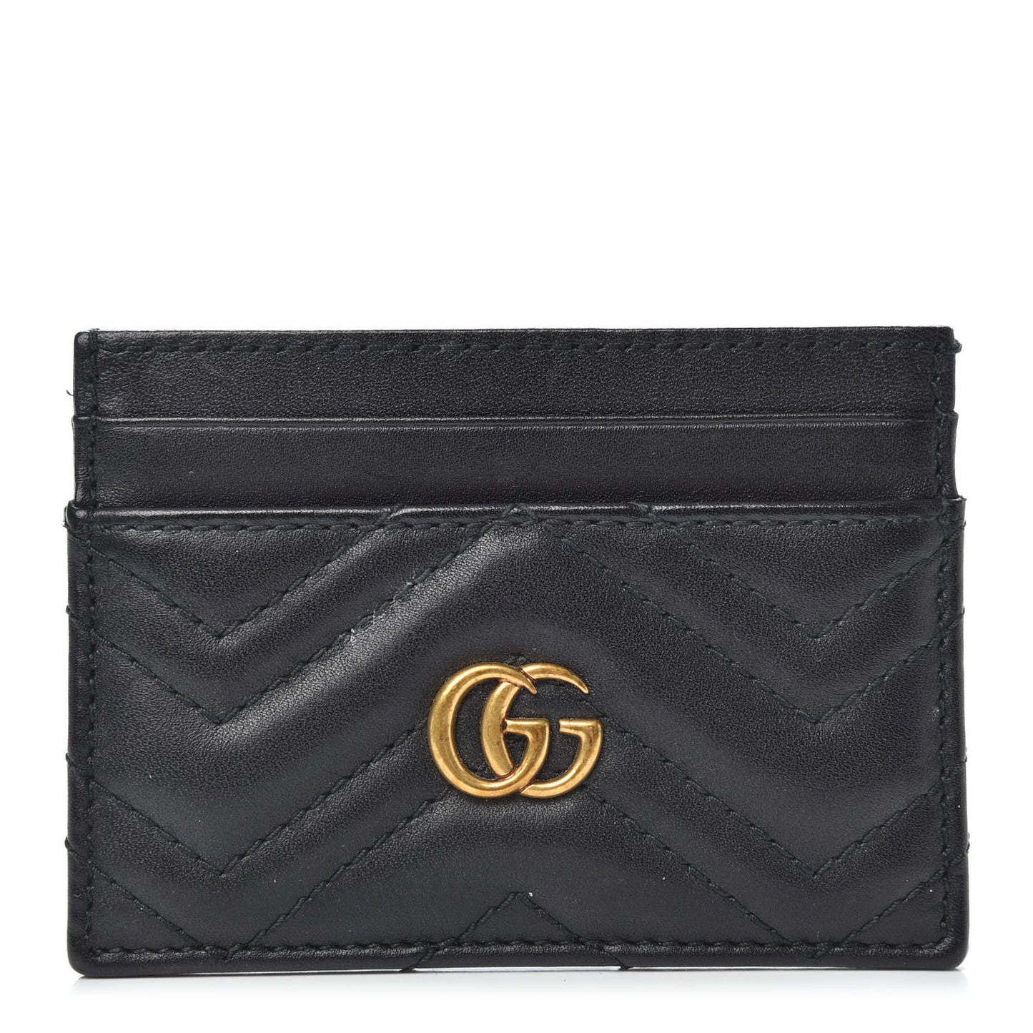 Calfskin Matelasse GG Marmont Card Holder Black